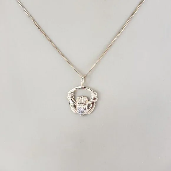 10K Yellow Gold Diamond Claddagh Pendant #23361 - Picture 6 of 6